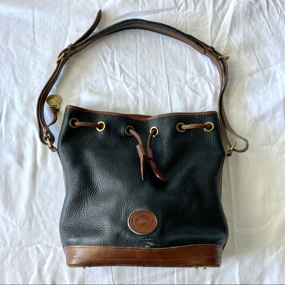 VINTAGE Dooney & Bourke Bucket Bag Black Brown